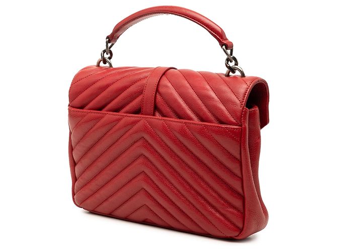 Rote Saint Laurent Medium Chevron Lammleder Monogram College Satchel - Ansicht 2