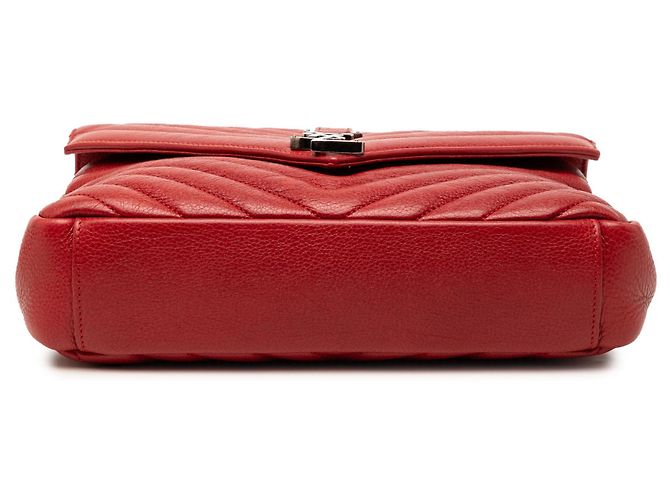 Rote Saint Laurent Medium Chevron Lammleder Monogram College Satchel - Ansicht 3