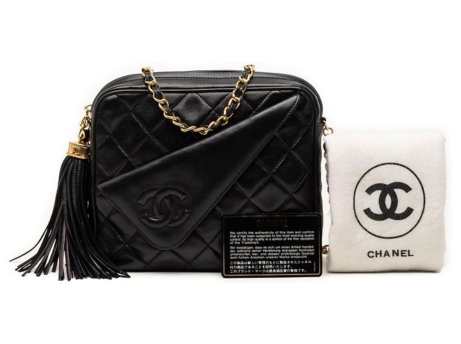 Borsa Camera Chanel Mini CC Quilted in pelle d'agnello nera con nappina Nero - vista 8