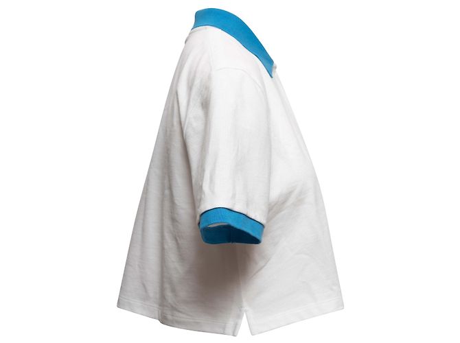 Polo cropped Versace bianco e blu con logo Taglia IT 44 - vista 3
