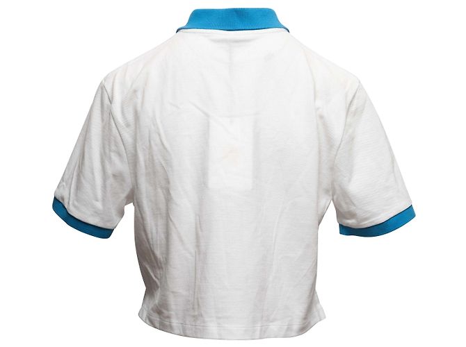 Polo cropped Versace bianco e blu con logo Taglia IT 44 - vista 4