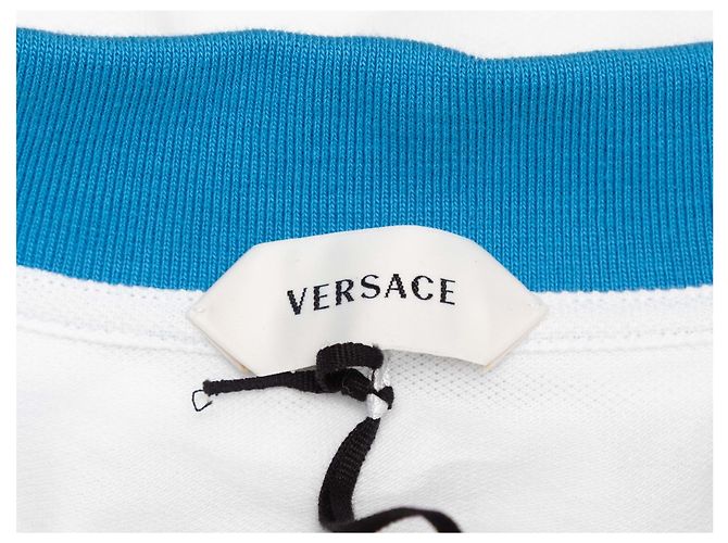 Polo cropped Versace bianco e blu con logo Taglia IT 44 - vista 5