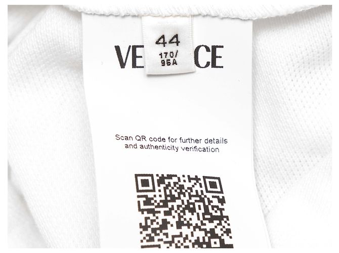 Polo cropped Versace bianco e blu con logo Taglia IT 44 - vista 6