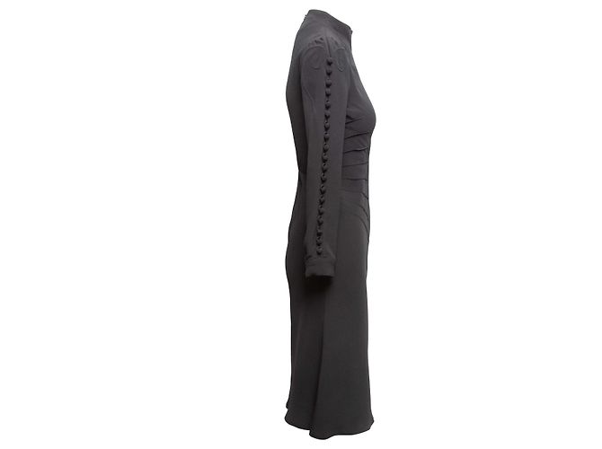 Prada Langarmkleid mit Stehkragen, Schwarz, Größe US S - Ansicht 2