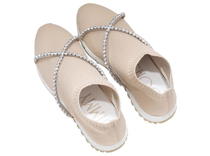 Sneaker a calzino Jimmy Choo beige con cristalli Taglia 40 - vista 3