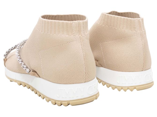 Sneaker a calzino Jimmy Choo beige con cristalli Taglia 40 - vista 4