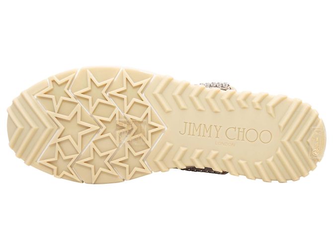 Sneaker a calzino Jimmy Choo beige con cristalli Taglia 40 - vista 5