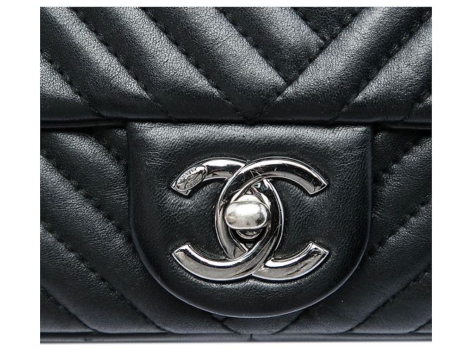 Borsa a tracolla Chanel Small CC Crossing Flap in pelle di agnello nera Nero - vista 5