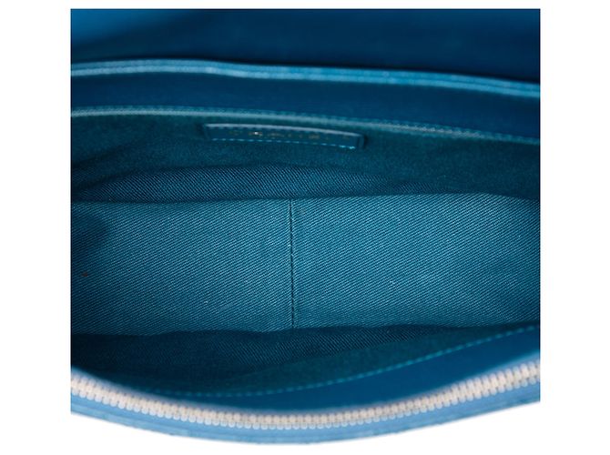 Borsa Chanel Coco Curve Flap Medium in vitello lucido blu e capretto matelassé - vista 4