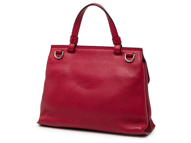 Bamboo Borsa Satchel Daily Gucci Medium in pelle rossa con bambù Rosso - vista 2