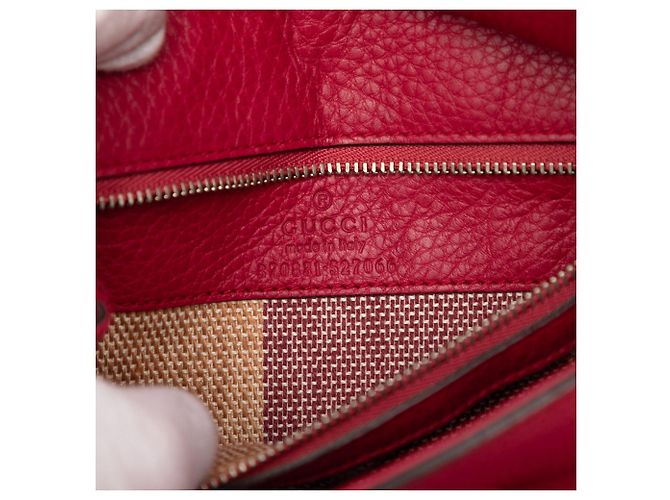 Bamboo Borsa Satchel Daily Gucci Medium in pelle rossa con bambù Rosso - vista 5