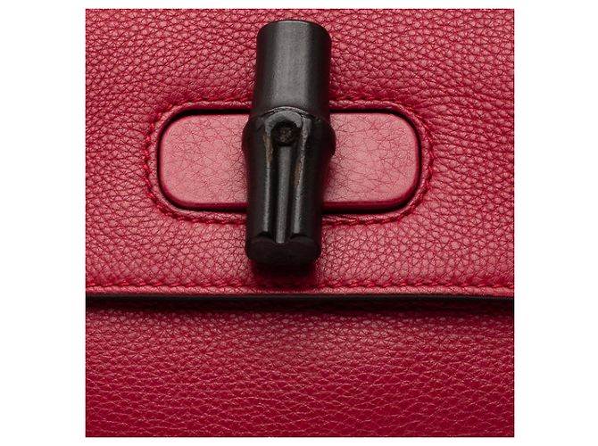 Bamboo Borsa Satchel Daily Gucci Medium in pelle rossa con bambù Rosso - vista 6