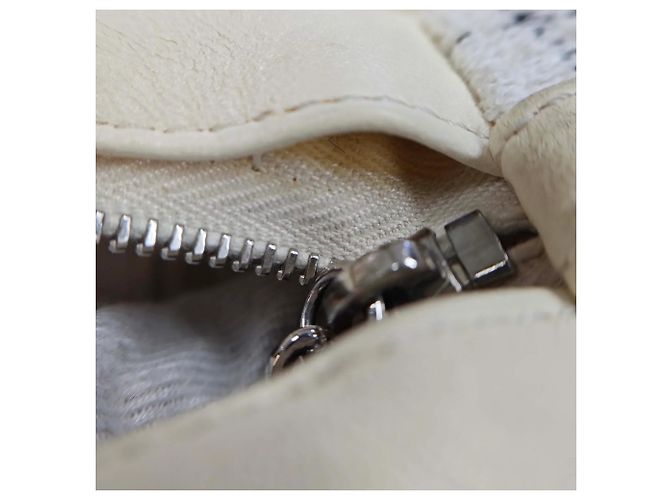 Borsa Shopping Chanel Small in Tweed e Resina Bianca con Cerniera Bianco - vista 11