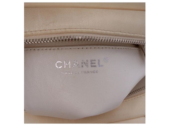 Borsa Shopping Chanel Small in Tweed e Resina Bianca con Cerniera Bianco - vista 5