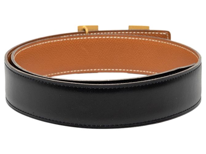 Hermès Constance H Wendelgürtel aus Box Calf und Courchevel Leder in Schwarz - Ansicht 3