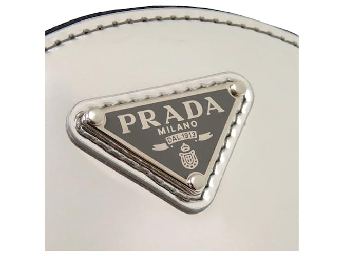 Borsa a tracolla Prada Spazzolato Round Chain Coin argento - vista 5