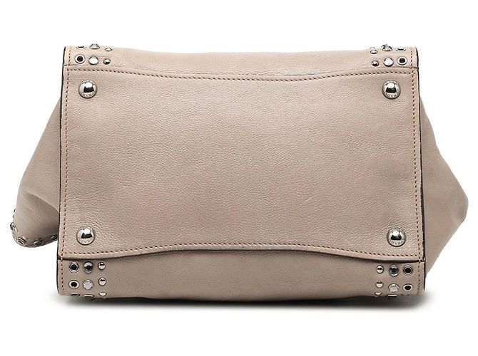 Borsa Satchel Prada Glace Calf con borchie e doppia tasca, Beige - vista 3