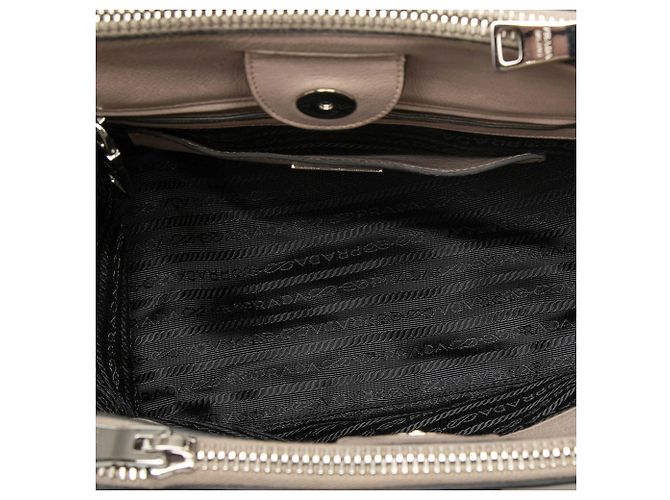 Borsa Satchel Prada Glace Calf con borchie e doppia tasca, Beige - vista 4