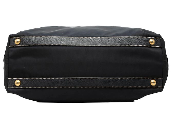 Borsa satchel Prada in Tessuto con rifiniture in Saffiano nera Nero - vista 3