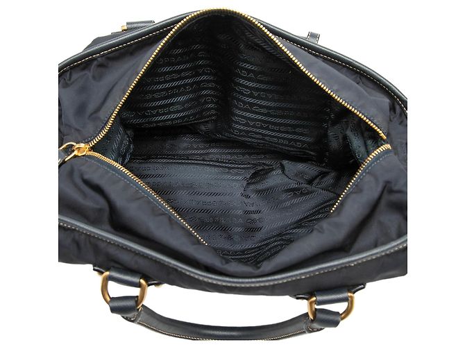 Borsa satchel Prada in Tessuto con rifiniture in Saffiano nera Nero - vista 4