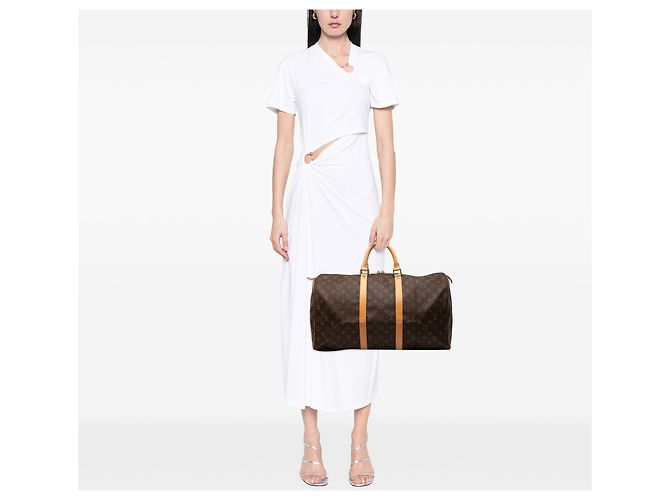 Borsa da viaggio Louis Vuitton Monogram Keepall 50 Marrone - vista 8