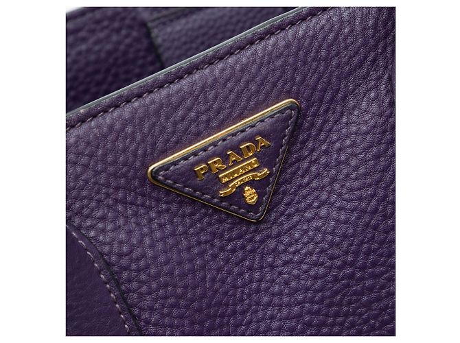 Borsa Tote Satchel Convertibile Aperta Prada Vitello Daino Viola Porpora - vista 5