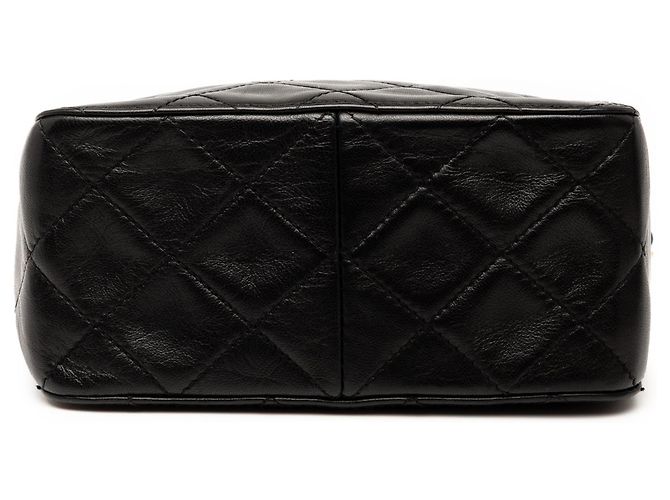 Bolsa Chanel CC em pele de cordeiro acolchoada preta com fecho turnlock Preto - vista 3