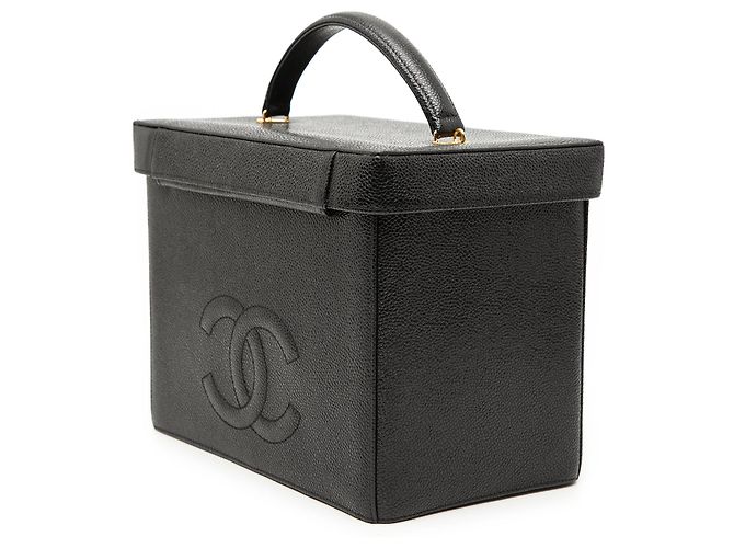 Borsa vanity box Chanel CC in pelle caviar nera Nero - vista 2