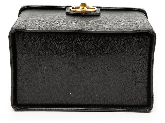 Borsa vanity box Chanel CC in pelle caviar nera Nero - vista 3