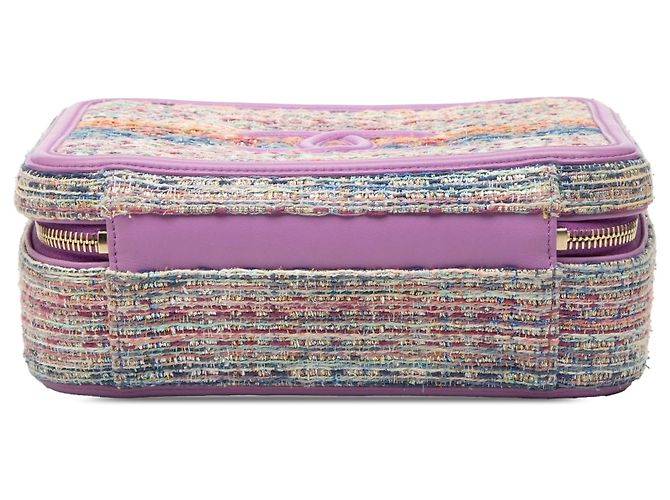 Borsa Vanity Satchel Chanel Medium Tweed CC Filigree Viola Porpora - vista 3