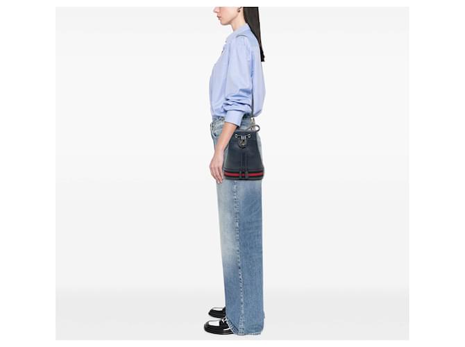 Borsa a secchiello Gucci GG Web Ophidia Blu - vista 7