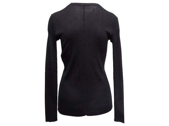 Schwarzer The Row Strickcardigan aus Seidenmischung Rippstrick Grösse US S - Ansicht 3