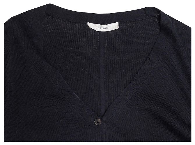Schwarzer The Row Strickcardigan aus Seidenmischung Rippstrick Grösse US S - Ansicht 6