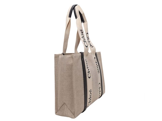 Chloé Borsa Tote Chloe Woody Beige & Nero - vista 2