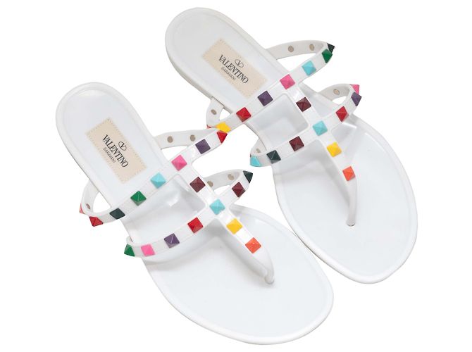 Valentino Garavani Valentino Rockstud Gummisandaletten in Weiß & Multicolor Größe 37 - Ansicht 2