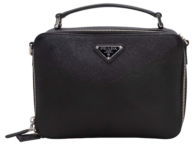 Bolsa transversal de couro Saffiano preto Prada - vista 2
