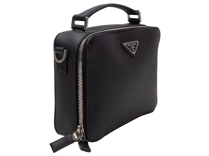 Bolsa transversal de couro Saffiano preto Prada - vista 3