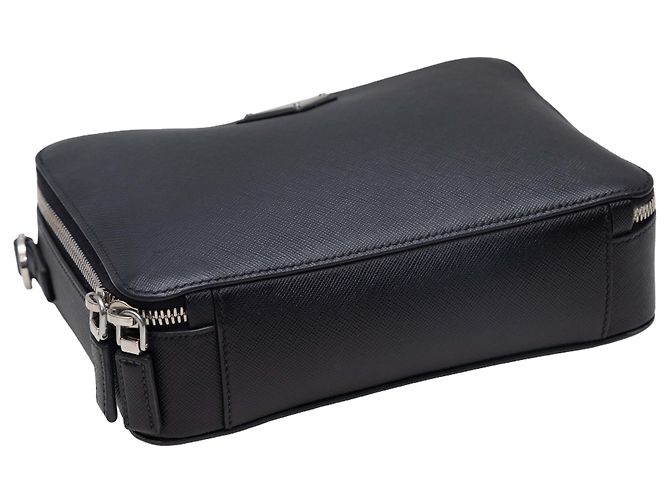 Bolsa transversal de couro Saffiano preto Prada - vista 5
