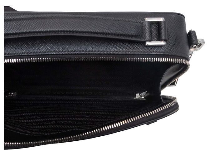 Bolsa transversal de couro Saffiano preto Prada - vista 7
