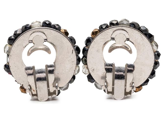 Orecchini a clip rotondi Chanel neri con perline Nero - vista 2