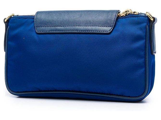 Borsa a tracolla Prada Tessuto con finiture in Saffiano blu - vista 2