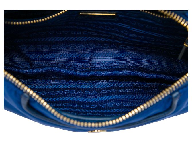 Borsa a tracolla Prada Tessuto con finiture in Saffiano blu - vista 4