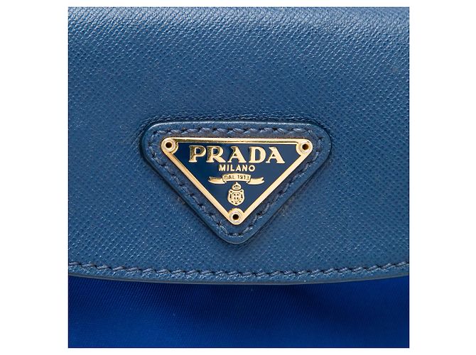 Borsa a tracolla Prada Tessuto con finiture in Saffiano blu - vista 5