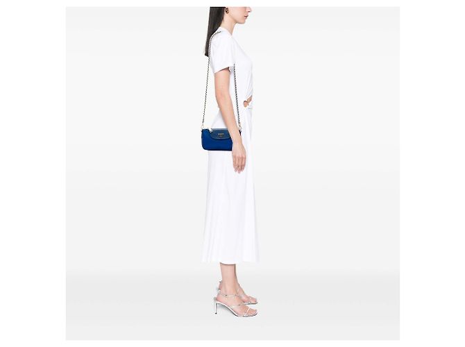 Borsa a tracolla Prada Tessuto con finiture in Saffiano blu - vista 6