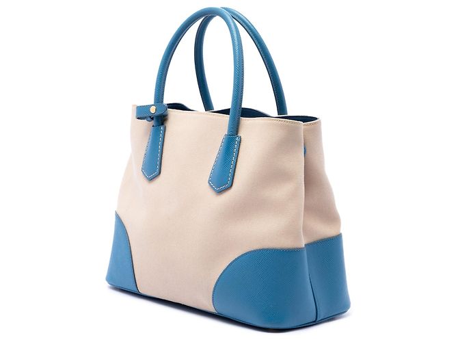 Double bolsa Saffiano bege com acabamento em couro Prada Medium - vista 2