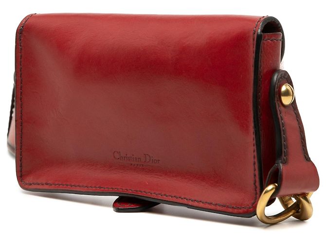 Saddle Mini borsa sella D Bee in pelle rossa Dior Rosso - vista 2