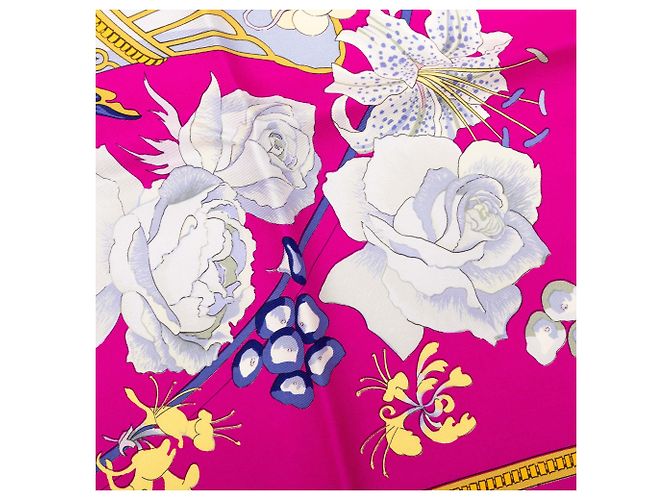 Rosa Hermès Fleurs et Raisins Seidentuch 90 Scarves Pink - Ansicht 5