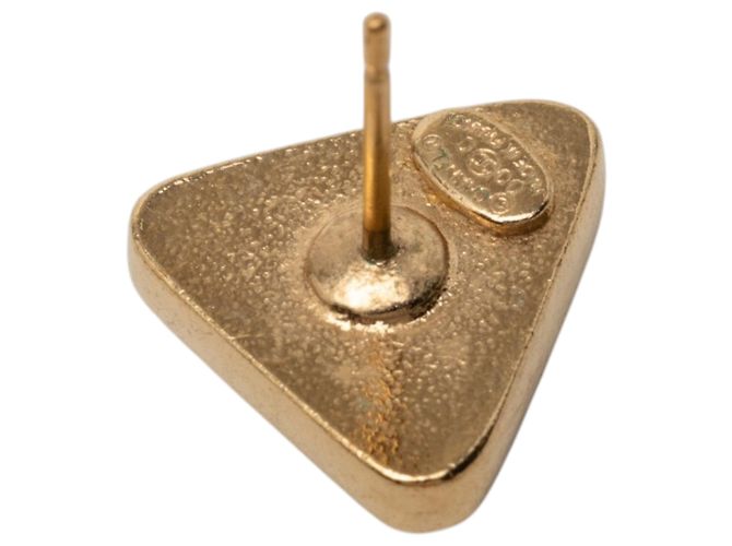 Orecchini Chanel CC Gold Plated Gripoix Triangle Push Back Oro D'oro - vista 3