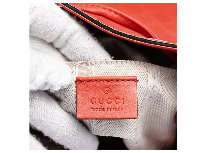 Borsa a secchiello Gucci Diamante in pelle rosso brillante - vista 5