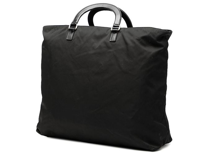 Borsa Satchel Prada Tessuto Canapa Logo nera Nero - vista 2